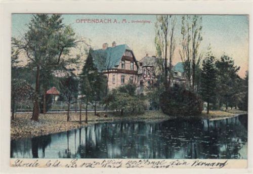 Offenbach Offenbach. Dreieichring gelaufen, 1911 kleiner Knick unten rechts, Ecken mit Albumabdrücken, sonst gut erhalten