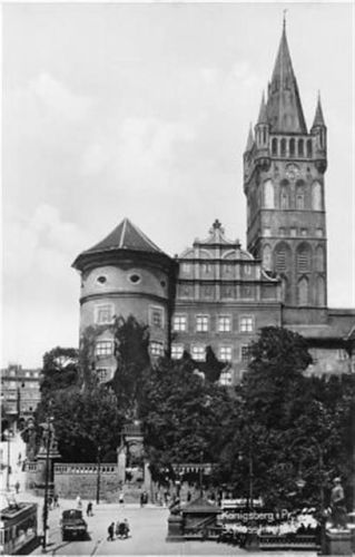 Königsberg Fotokarte Königsberg / Kaliningrad in Preußen. Schlosskirche Straßenbahn ungelaufen Top Erhaltung.