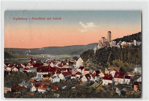 Kipfenberg im Altmühltal mit Schloß gelaufen. leichte Abschürfungen, leichter Stempeldurchdruck, leicht fleckig, sonst gut erhalten