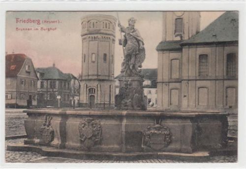 Friedberg Friedberg. Brunnen im Burghof gelaufen, 1909. Leichte Stempelspuren, leichte Eckabschürfungen, sonst gut erhalten