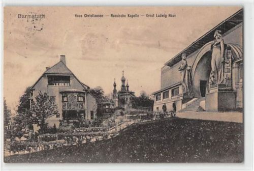 Darmstadt Darmstadt. Haus Christiansen, Russische Kapelle und Ernst Ludwig Haus gelaufen. Leichte Stempelspuren, sonst gut erhalten