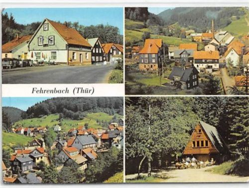 Fehrenbach in Thüringen mit 4 Abbildungen gelaufen. leichte Abschürfungen, kleiner Knick unten rechts, sonst gut erhalten