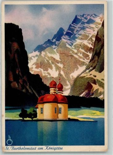 83471 W8240 Königssee b Berchtesgaden - St. Bartholomäus Kirche Berge
