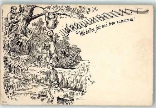 1900 sign. O. Fuchs - Affen AK