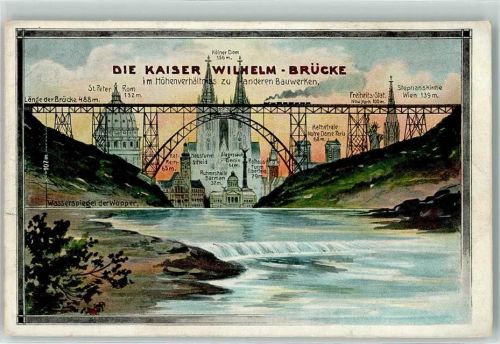 W5650 Solingen Kaiser Wilhelm Brücke im Höhenverhältnis zu anderen Bauwerken Brücke
