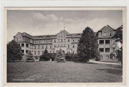 Greiffenberg Sanatorium Birkenhof bei Greiffenberg / Gryfów Slaski - Kreis Löwenberg / Lwówek Slaski im Isergebirge gelaufen. Leichte Stempelspuren. Rückseite leicht fleckig, sonst gut erhalten