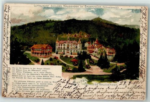 Badenweiler 1910 Schloss Hausbaden Bahnhof Badenweiler Zug Nr.17