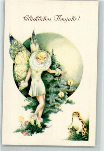 1935 von Erni Schob-Posch Elfe Schmetterling vermenschlicht Neujahr