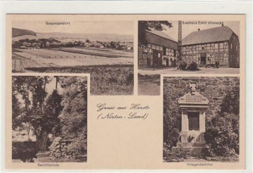 Harste ( Nörten - Land ). Gasthaus von Ernst WienEcke Gerichtslinde Kriegerdenkmal ungelaufen Top Erhaltung.