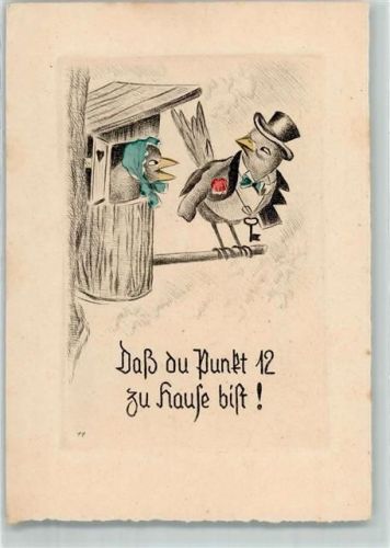 Nr. 11 Radierung Handabzug Vögel vermenschlicht