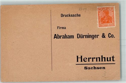 Herrnhut Drucksache Firma Abraham Dürninger & Co. Bestellkarte