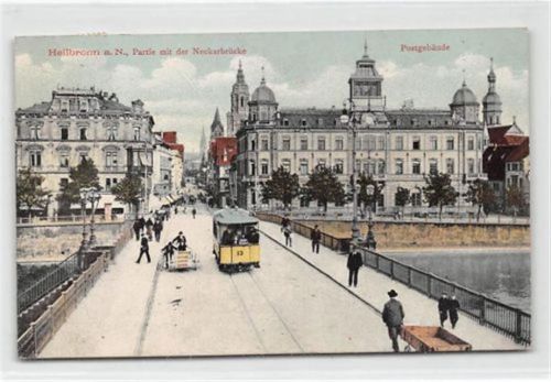 Heilbronn Heilbronn. Partie Neckarbrücke gelaufen. Leicht bügig, leicht fleckig, sonst gut erhalten