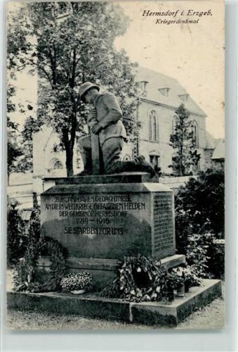 Hermsdorf Bahnpost Freiberg Bienenmühle Zug 1209 11.7.1925 Kriegerdenkmal