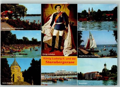 Starnberg und der Starnberger See - Badestrand Ambach, Seeshaupt Segelhafen AK