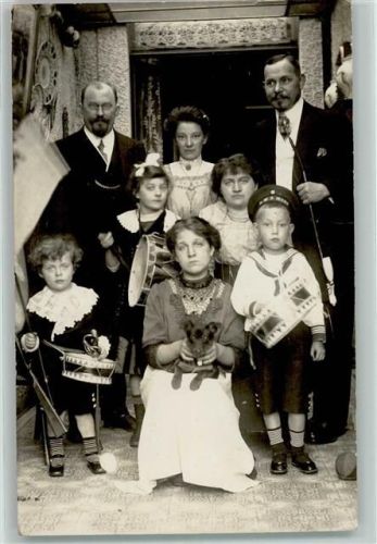 1913 Familie Pfeife Spielzeug Trommel u. Gewehr Photo Ch. de Vreese in Charleroi