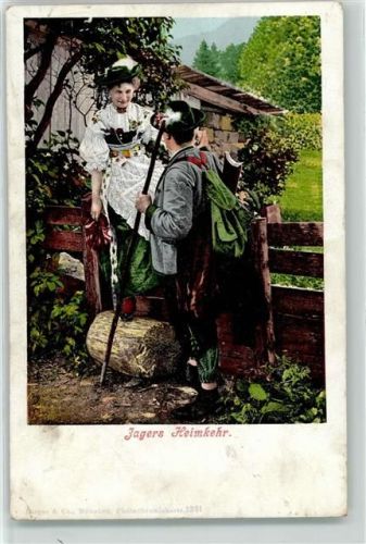 1905 Jagers Heimkehr Tracht Photochromie Purger & Co 1351 AK
