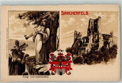 53639 W5330 Drachenfels - Drachenfels Frau Drache Kreuz Wappen