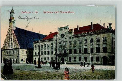Zwickau 1918 Rathaus und Gewandhaus