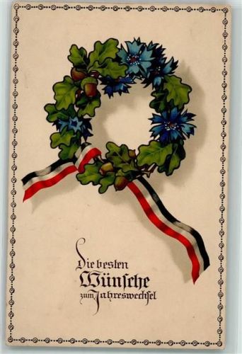 Neujahr Eichenlaub Kornblumen Meissner u. Buch Serie 2170 Siegeskränze
