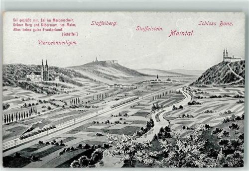 96231 W8623 Bad Staffelstein - Vierzehnheiligen Staffelberg Schloss Banz Eisenbahn