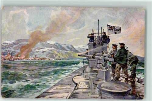 1917 Deutsches U-Boot im Eismeer WK I AK