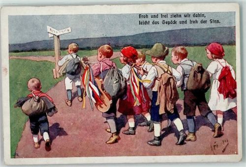 Wandervögel sign. Feiertag, Karl Verlag BKW Brüder Kohn Serie 175-3 AK