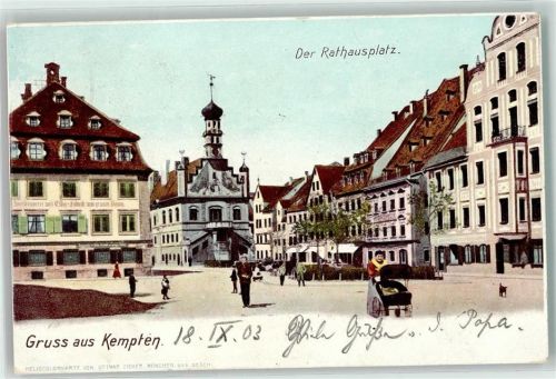 Kempten 1903 Rathausplatz Kinderwagen