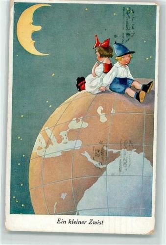 1925 Ein kleiner Zwist - Kinder sitzen auf der Erdkugel