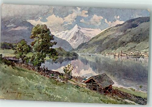 Zell Alpiner Kunstverlag Eugen Richter Nr. 16 F - Hintersee mit Mühlsturz-Hörner