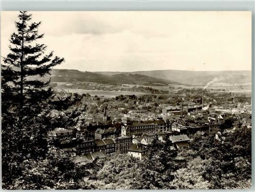 Pößneck Blick von der Altenburg Kirche Fabrik