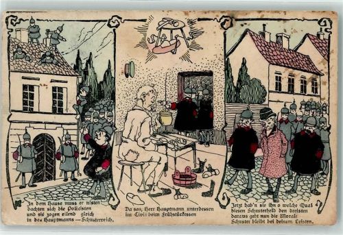 Verse In dem Hause muß er nisten AK Hauptmann von Köpenick 1907 Gebrauchsspuren