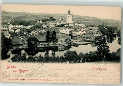 Regen 1903 Pfarrkirche Stempel Burgruine Weissenstein