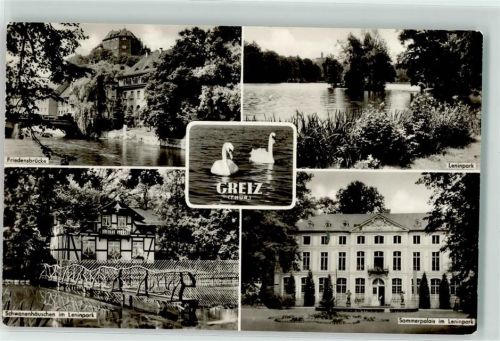Greiz Leninpark Sommerpalais Schwanenhäuschen Schwäne Friedensbrücke