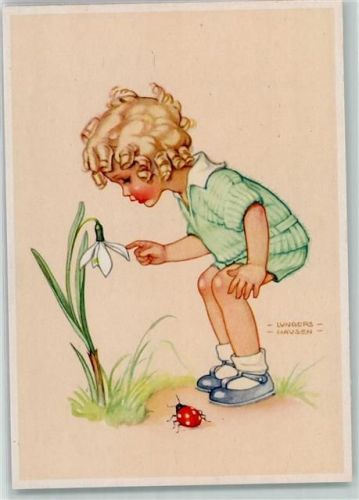 sign. Lungershausen Kind Marienkäfer Verlag Carl Werner Nr. 1027 AK