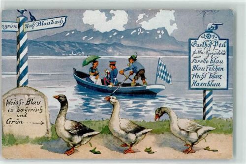 Weiss-blau ist Bayern und Grün? Gänse Grün AK Schlemo, E.