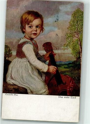 1917 Das erste Lied Kinderporträt Laute AK