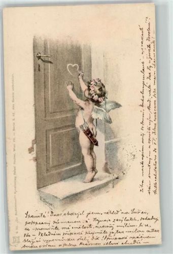 1901 sign. Döcker Serie Du Schlimmer Herz an die Haustür malen AK AK