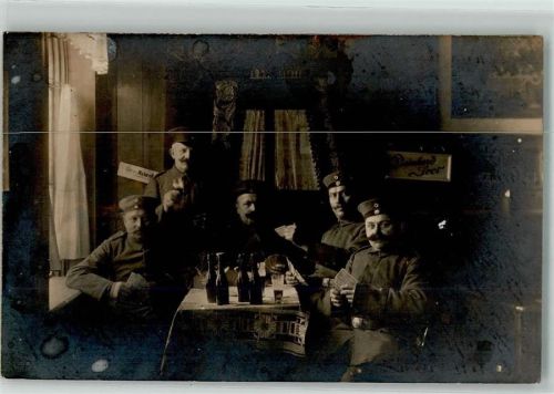 1916 WK I Kartenspiel Bierflaschen AK