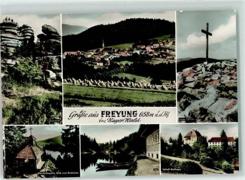 Freyung Felsen Dreisessel Gipfelkreuz Lusen Kirche Heugarben Rachelkapelle See Boot Schloss Wolfstein