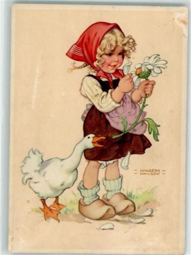 Verlag Carl Werner Nr. 1001 sign. Lungershausen Gänseliesl, Blüten zupfen AK