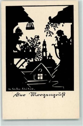 Der Morgengruß Vogelkäfig auf dem Balkon AK