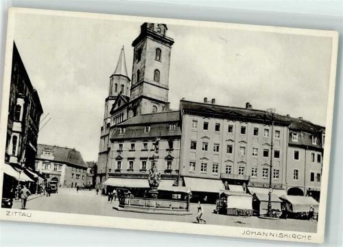 Zittau Johanniskirche Brunnen Marktstände