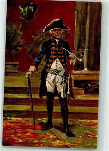 Soldat in historischer Uniform mit weißer langer Pfeife sign. Klein