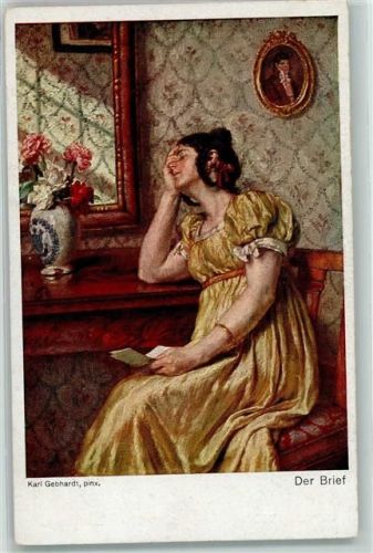 sign. Karl Gebhardt Biedermeier Zeit Münchener Künstler Postkarte Nr. 126 AK