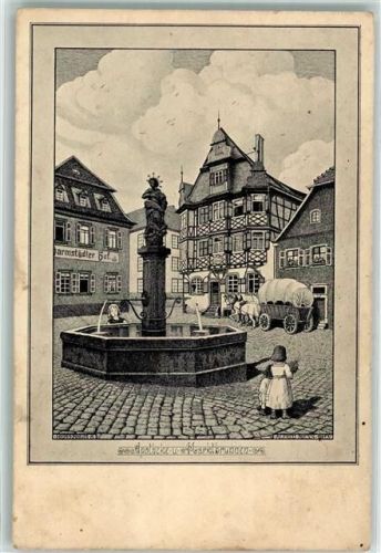 Heppenheim 1917 Apotheke und Marktbrunnen