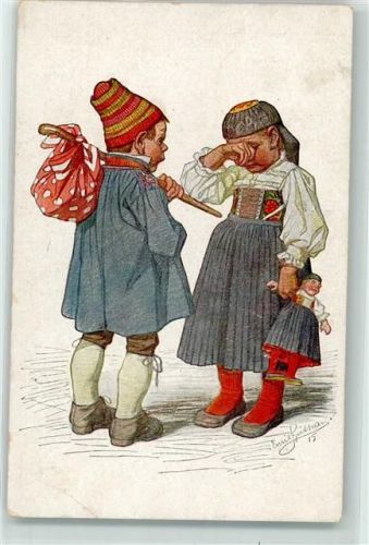 1917 Kind Puppen Abschied Verlag Siegfried Bäcker Nr. 14