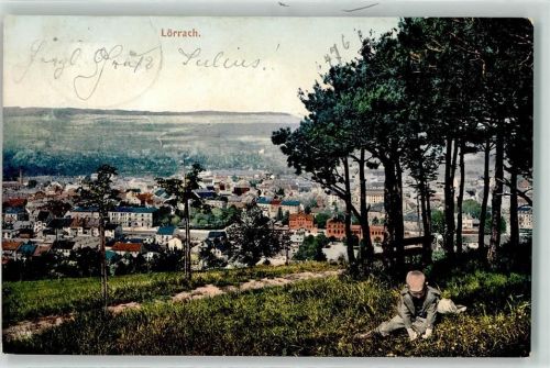 Lörrach 1906 Fabrik Kind Bahnpost Basel Zell Zug Nr.1714