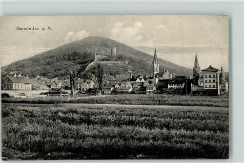 Gemünden 1913 Kirche Brücke Turm