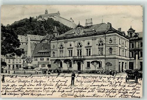 Kulmbach 1904 Luipoldbrunnen Vereinshaus und Schloss