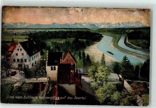 82031 W8022 Grünwald , Kr München 1907 Gebrauchsspuren Schloß Grünwald